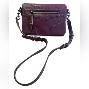 Marc Jacobs Small Haze Crossbody Pebbled Leather Scalloped Trim Purple